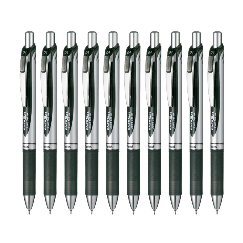 Pentel BLN74-A EnerGel Ink Ballpoint Pen, 0.4 Black, 10 Pieces - Image 1